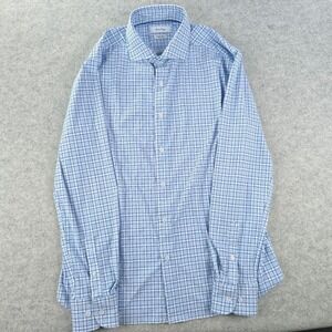 Porter & Ash Kinetic Stretch Shirt Large Long Sleeve Blue Check Button Up